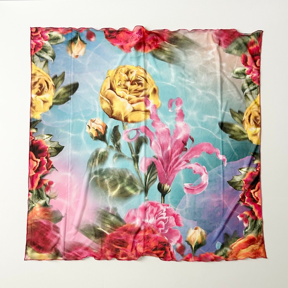 NEW Agua Bendita Scarf Lexi Mirage Floral Mesh Square OS